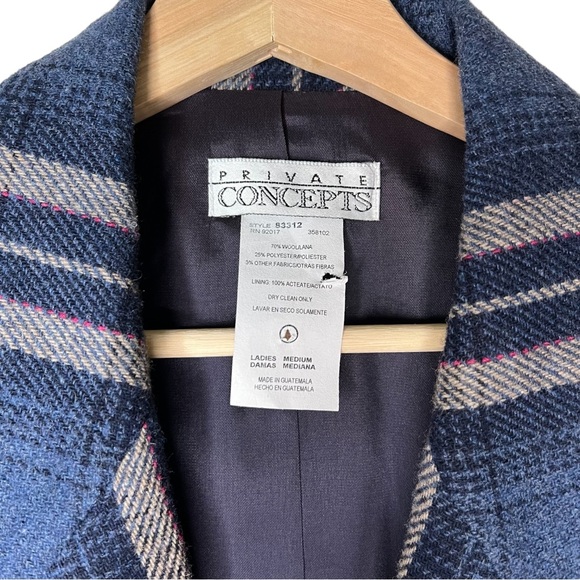 Vintage Oversized Plaid Wool Blend Blazer - Picture 5 of 5